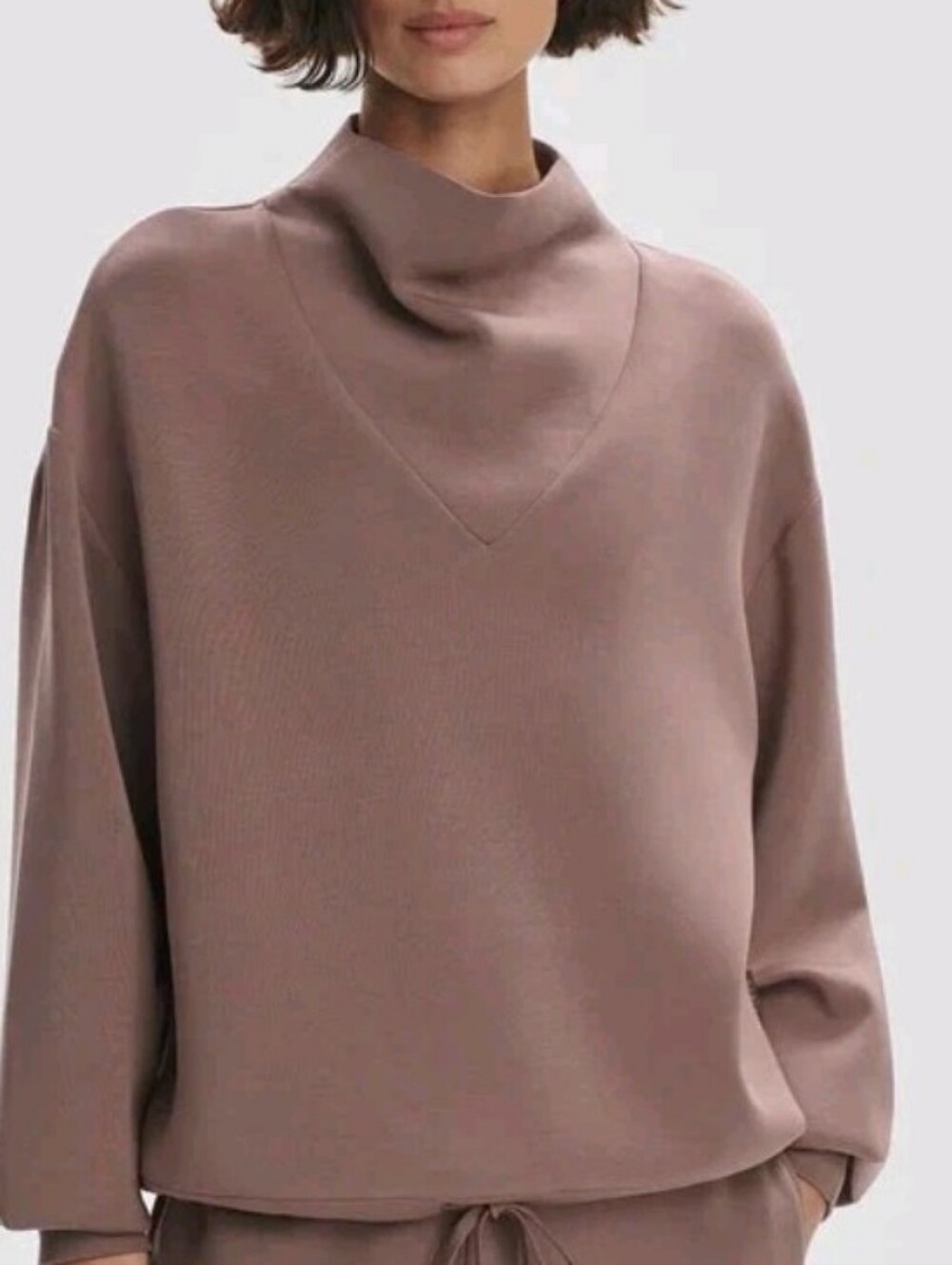 VARLEY Women's Betsy Sweat Shirt Medium Antler Taupe Long Sleeve Cowl Neck READ